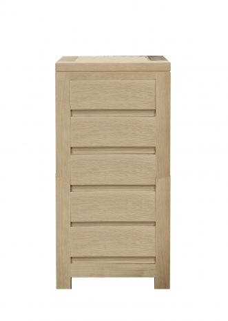 Chiffonnier 5 tiroirs Collection Nature ralise en Chne Massif Finition Chne Bross