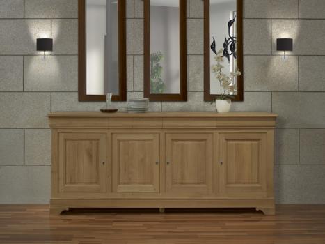 Buffet 4 portes Gael ralis en Chne Massif de style Louis Philippe Finition Chne Bross