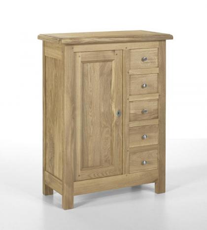 Farinier 1 porte 5 tiroirs ralis en Chne Massif de style Campagnard Finition Chne Naturel Bross