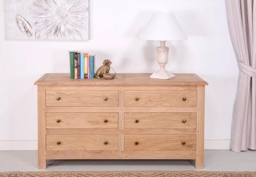 Commode 6 tiroirs Loc, ralise en Chne Massif de style Campagnard Finition Chne Bross SEULEMENT 1 DISPONIBLE
