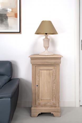 Meuble tlphone Jean-Manuel ralis en Chne Massif de style Louis Philippe Finition Chne Bross Blanchi