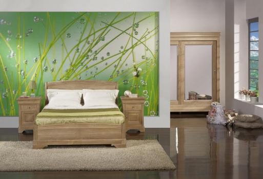 Lit 180x200 Guillaume ralis en Chne Massif de style Louis Philippe Finition Chne Bross COUCHAGE 180X200