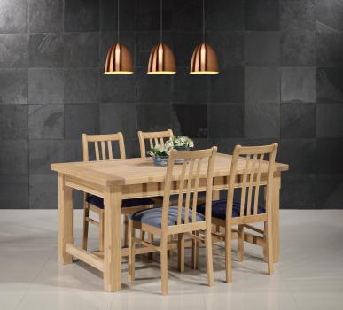 Table de ferme rectangulaire AXEL ralise en Chne massif 160x100 + 2 allonges de 45 cm 