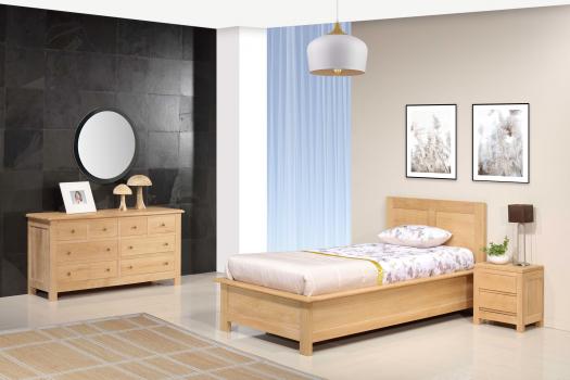 Lit Collection Nature pour literie 90*190 ralis en Chne massif 