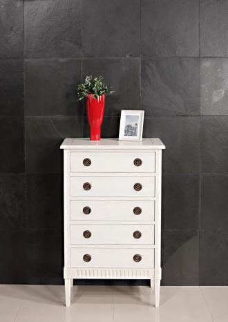 Commode 5 tiroirs Yvan ralise en Chne de style Directoire Chne Ivoire n2 patin SEULEMENT 1 DISPONIBLE