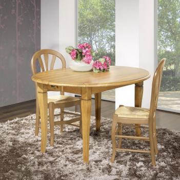 Table ovale  volets 135x110 ralise en Chne Massif de style Louis Philippe 4 allonges de 40 cm