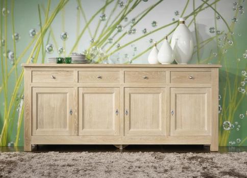 Buffet 4 portes Amaury ralis en Chne Massif de style Campagnard Finition Chne bross blanchi