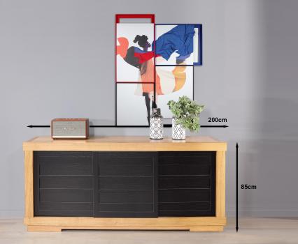 Buffet 3 portes coulissantes ralis en Chne Massif de style Contemporain 
