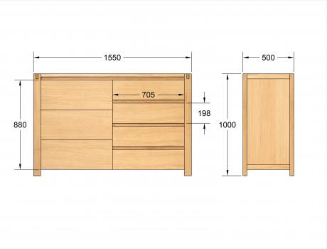 Commode 1 porte 4 tiroirs Jean-Lin ralise en Chne de Ligne contemporaine 