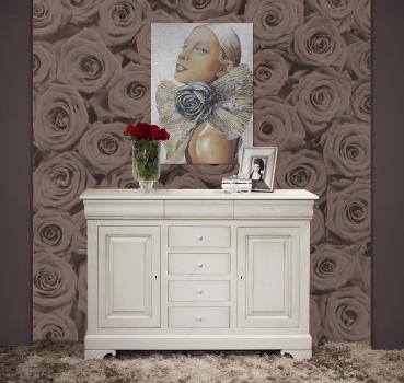 Buffet 2 portes 7 tiroirs Jules ralis en Chne Massif de style Louis Philippe Finition Chne Bross Gris Perle