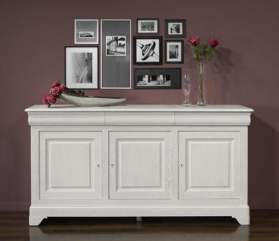 Buffet 3 portes Ludovic ralis en Chne Massif de style Louis Philippe Finition Chne Bross Ivoire