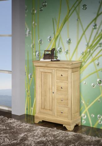 Farinier 1 porte 5 tiroirs Jean ralis en Chne Massif de style Louis Philippe Finition Chne Bross Naturel 
