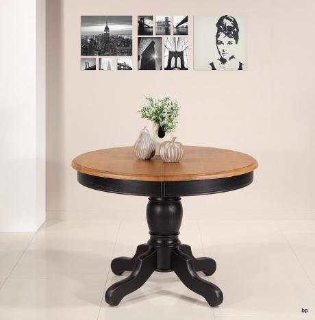 Table ronde pied central Anna ralise en Chne Massif de style Louis Philippe DIAMETRE 105 cm + 2 allonges de 40 cm