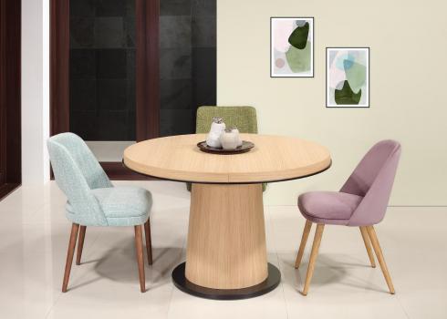 Table ronde Cylindre en chne Diamtre de 115 cm + 1 allonge de 40 cm SEULEMENT 1 DISPONIBLE
