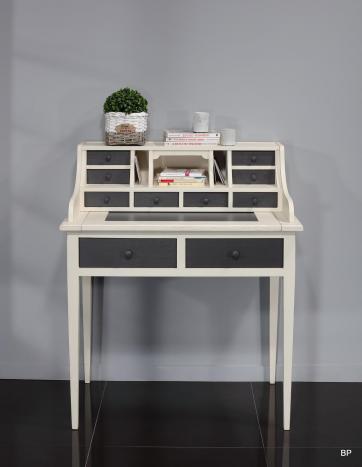 Bonheur du Jour Louis ralis en Chne de style Directoire Finition Chne Bross Lin et Anthracite 