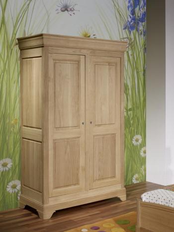 Armoire 2 portes Stphane ralise en Chne Massif de style Louis Philippe Finition Chne Bross Naturel