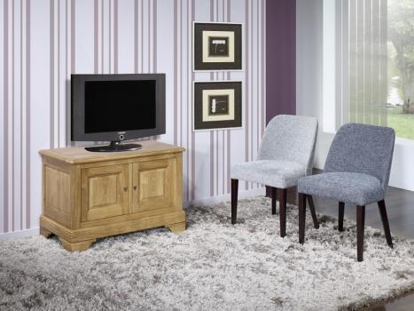 Meuble Tv 2 portes Salom ralis en Chne Massif de style Louis Philippe