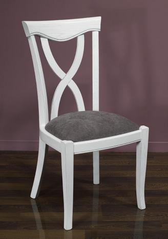Chaise Sbastien ralise en Chne Massif de style Louis Philippe Finition Chne Bross Ivoire