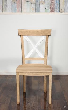 Chaise Eliot ralis en chne massif de style Campagnard Finition Chne Bross Naturel et Ivoire