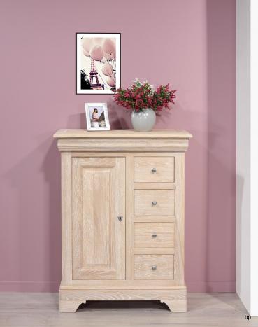 Farinier 1 porte 5 tiroirs Jean ralis en Chne Massif de style Louis Philippe 