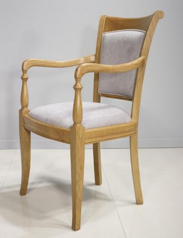 Fauteuil Paul ralis en Chne Massif de style Louis Philippe Tissu light Grey Elastron London