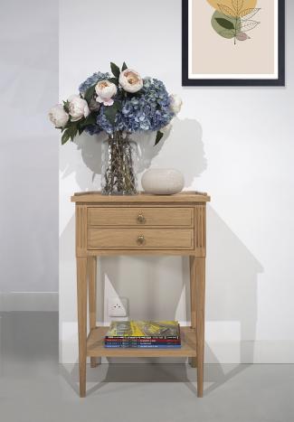 Meuble d'appoint Stphane ou meuble tlphone ralis en Chne massif de style Directoire Finition Chne Bross Naturel