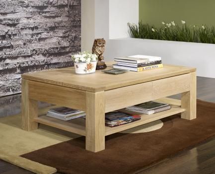 Table basse rectangulaire Jean-Gabriel ralise en Chne Massif Ligne Contemporaine 120*80 