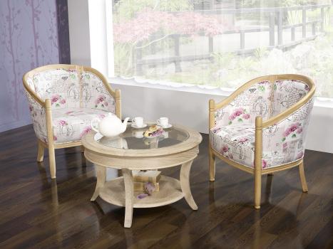 Table basse ronde Gal ralise en Chne Massif de style Louis Philippe Plateau Verre Diamtre 80