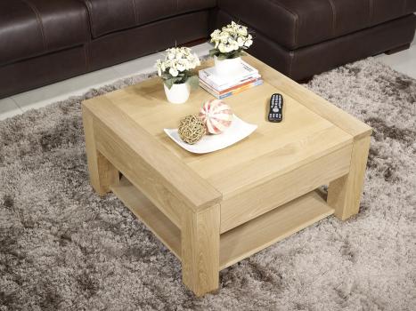 Table basse Jean-Gabriel ralise en Chne Massif Ligne Contemporaine Finition Chne bross
