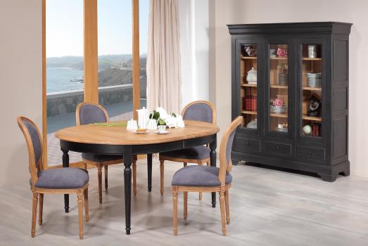 Table ovale 160x120 Lambert ralise en Chne Massif de style Louis XVI Finition Chne Bross 