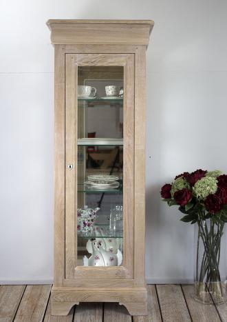 Argentier 1 porte 1 tiroir en Chne Massif de style Louis Philippe Finition Chne Bross