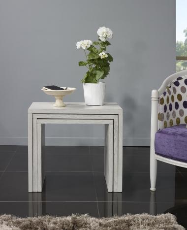 Tables gigognes ralises en Chne de ligne Contemporaine Finition Chne Bross Gris Perle