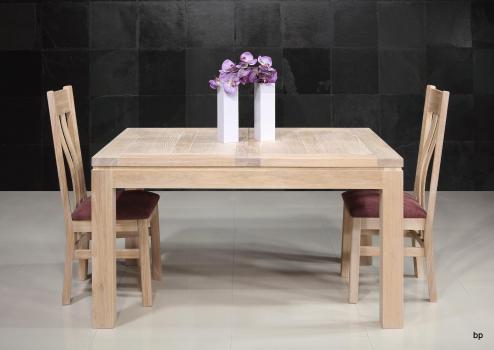 Table de repas rectangulaire 140x100 ralise en Chne Ligne Contemporaine 2 allonge  l'italienne de 40  cm