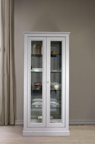 Argentier  2 portes Alix ralise en Chne Massif Finition chne bross gris perle
