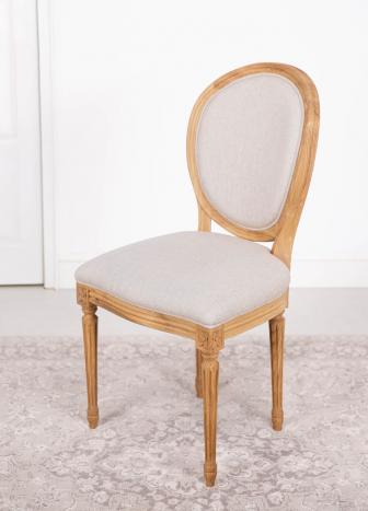 Chaise Simon r�alis�e en Ch�ne Massif de style Louis XVI Finition Ch�ne Bross�  Tissu fa�on Lin SEULEMENT 1 DISPONIBLE