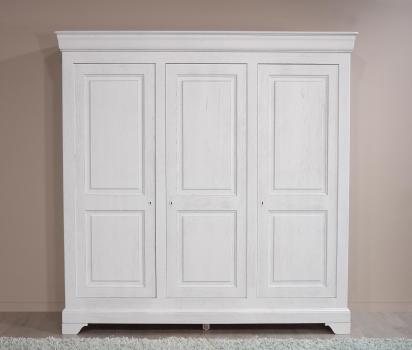 Armoire 3 portes Anne-Lise ralise en Chne Massif de style Louis Philippe Finition Ivoire