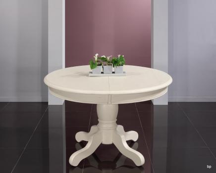 Table ronde pied central ralise en Chne Massif de style Louis Philippe DIAMETRE 120  Finition Lin patin