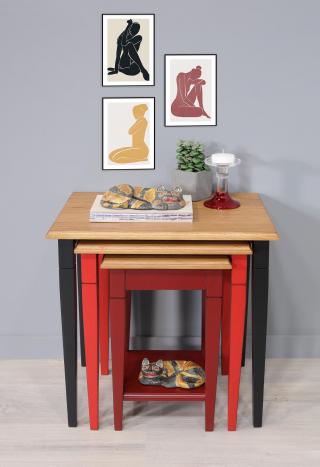 Table Gigognes Colores en Chne Massif de style Louis Philippe 