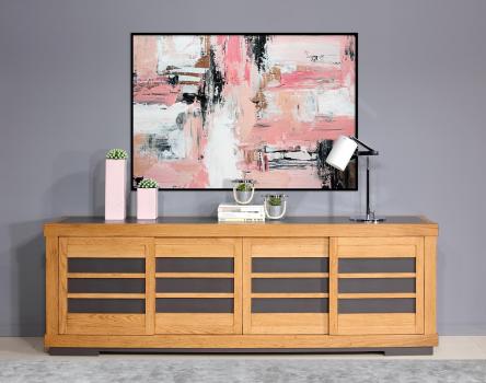 Buffet 4 portes coulissantes ralis en Chne Massif de style Contemporain
