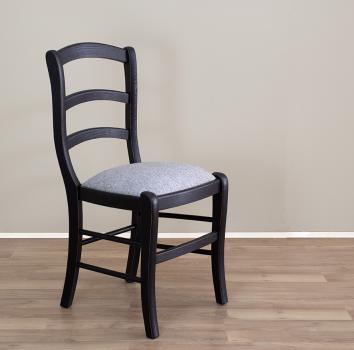 Chaise Jean-Lou en Chne massif de style Louis Philippe Finition chne bross Noir