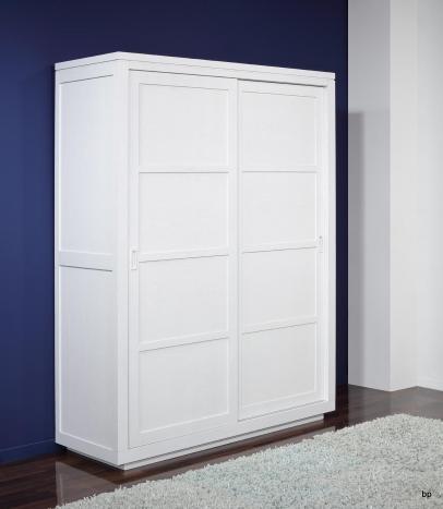 Armoire 2 portes coulissantes Julien, ralise en Chne de Ligne contemporaine Finition Chne Bross Ivoire