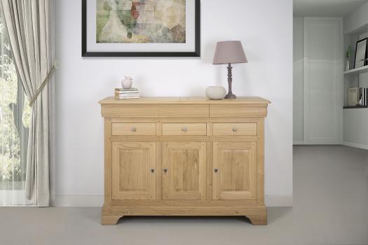 Buffet Hugo 3 portes 6 tiroirs, ralis en Chne Massif de style Louis Philippe