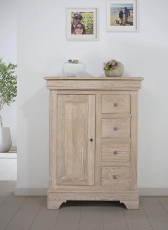 Farinier 1 porte 5 tiroirs Jean ralis en Chne Massif de style Louis Philippe SEULEMENT 1 DISPONIBLE