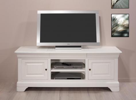 Meuble TV 16/9eme Julien ralis en Chne Massif de style Louis Philippe Longueur 180 cm  Finition Chne Ivoire