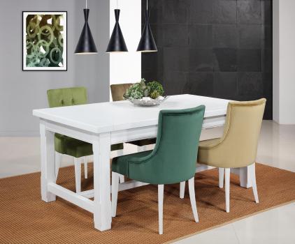 Table de ferme rectangulaire AXEL ralise en Chne massif 140x100 + 2 allonges de 40 cm Finition chne Bross IVOIRE