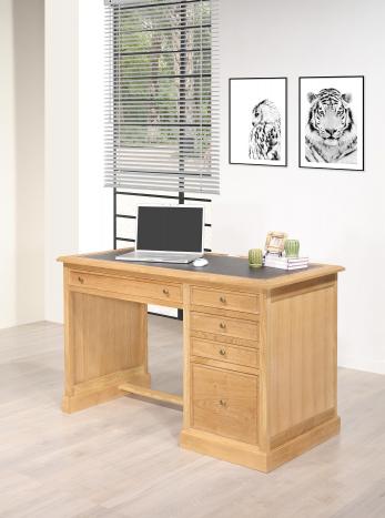 Bureau 5 tiroirs Victor ralis en Chne de style Louis Philippe Finition Chne Bross Naturel Patin SEULEMENT 1 DISPONIBLE
