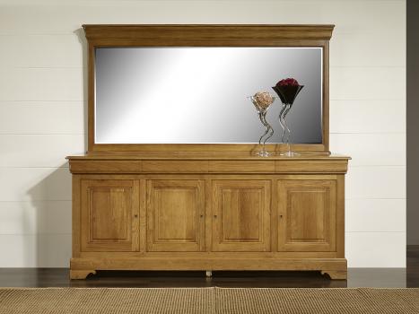 Miroir pour Buffet 3 portes en Chne Massif de style Louis Philippe Finition chne bross Ivoire