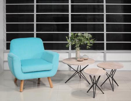 Ensemble de 3 petites tables basses en Chne et Fer SEULEMENT 1 DISPONIBLE (ce trio ne sera plus fabriqu)