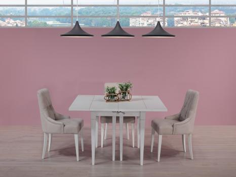 Table carre  volets Grgoire 120x120 ralise en chne massif de style Louis Philippe 10 allonges de 40 cm 