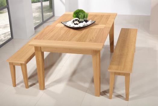 Table Rectangulaire Loc ralise en Chne Massif 180*100 + 2 allonges de 40 cm Finition Chne Bross